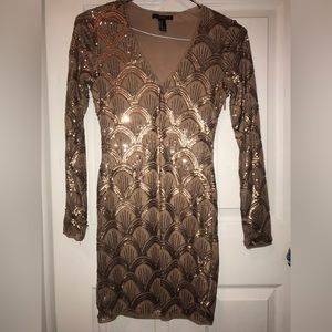 forever 21 mini fitted gold sequin dress